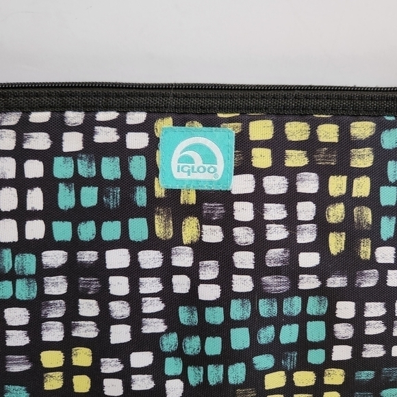 IGLOO Lunch Lined Black White Mint Green Yellow Clutch Bag - Picture 3 of 10